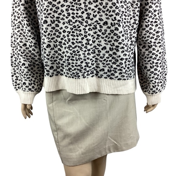 LOFT Leopard Print Zip Sweater Size XXL White and Black - Picture 3 of 7